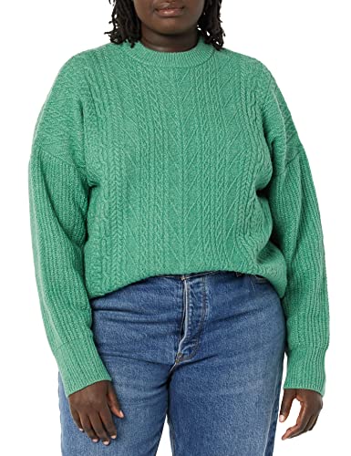 AMAZON ESSENTIALS WOMEN'S CABLE KNIT SOFT TOUCH CREWNECK SAGE GREEN SIZE S - Brand New