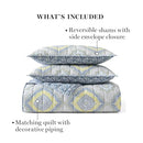 Martha Stewart Full/Queen Size Quilt Set - 3 Piece Soft Washed Microfiber - Brand New