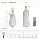 LuxenHöme Distressed Off White Brown Rustic Metal Vases Set of 2 B0BFKH4KFP - Brand New