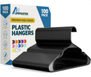LIFEMASTER PLASTIC CLOTHES HANGER SET 100 PIECES - BLACK - Like New