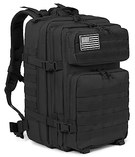 QT&QY 45L MILITARY TACTICAL BACKPACKS HIKING TREEKING RUCKSACK - BLACK - Like New