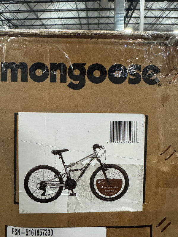 MONGOOSE 24" LIMESTONE SILVER MOUNTAIN BIKE 21 SPEED - SILVER - Brand New