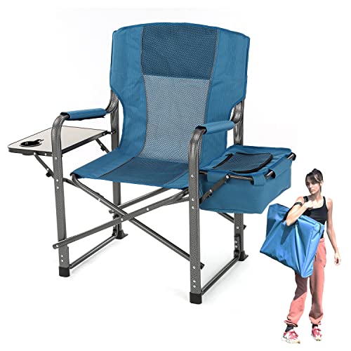 ARROWHEAD OUTDOOR Folding Chair w/Side Table & Integrated Cooler - Blue - Like New