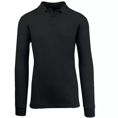 JUMP START MEN'S MODERN FIT LONG SLEEVE POLO SHIRT - SIZE: MEN XL - BLACK - Brand New