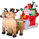 Gemmy Christmas Inflatable 8' Santa's Sleigh with Reindeer Airblown Inflatable - Brand New