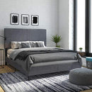 DHP JANFORD BED WITH CHIC UPHOLSTERED HEADBOARD, QUEEN - GRAY LINEN - Like New