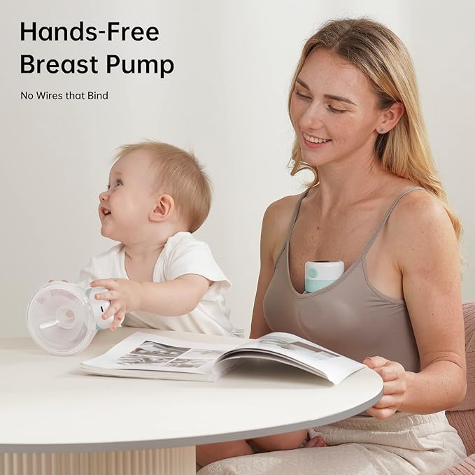 TSRETE Breast Pump Electric Wearable Hands Free Breast Pump - White/Green Like New