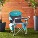 CREATIVE OUTDOOR COLLAPSIBLE FOLDING CHAIR WITH ADJUSTABLE TABLE - TEAL/GRAY - Like New
