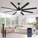 MATULSA 72 Inch Large Ceiling Fans Lights Remote/APP Control - Black - Like New