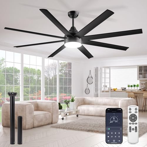 MATULSA 72 Inch Large Ceiling Fans Lights Remote/APP Control - Black - Like New