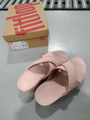 FITFLOP WOMEN LULU RUBBER-STUD LEATHER CROSS SLIDES - SIZE: WOMEN 8 - PINK SALT - Like New