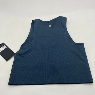 90 DEGREE BY REFLEX WOMEN'S SEAMLESS V-NECK CROP RIBBED TANK - SIZE M - INDIGO - Brand New