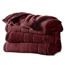 Sunbeam Channeled Soft Microplush Blanket Full Garnet 10 Heat Settings - Brand New