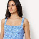 AMAZON ESSENTIALS WOMEN'S JUMPSUIT 2XL - BLUE BEIGE DITSY FLOWER - Brand New