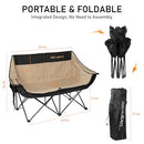 REALEAD DOUBLE CAMPING CHAIR HEAVY DUTY CAMPING COUCH SUPPORT 650 LBS - BEIGE - Like New