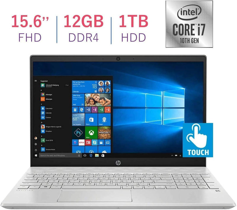 HP Pavilion Laptop 15.6'' FHD +TOUCH i7-1065G7 12GB 1TB HDD 15-CS3065CL - Silver Like New