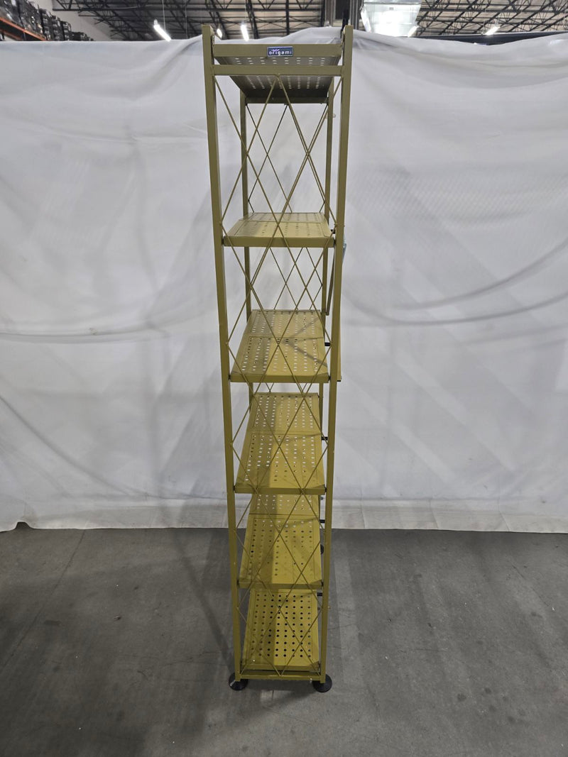 ORIGAMI FOLDABLE STEEL 6-TIER BOOKSHELF - GOLD - Like New