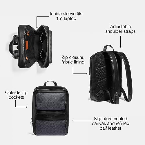 C5328 COACH MEN'S SIGNATURE GOTHAM BACKPACK - CHARCOAL/BLACK - SIZE STANDARD - Brand New