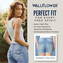 WNJ14184L J100 WOMEN'S WALLFLOWER SASSY DENIM SHORTS WHITE 9 - Brand New