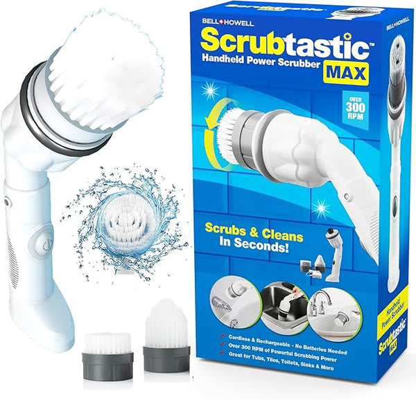 BELL+HOWELL Scrubtastic Max Spin Scrubber Electric Shower Scrubber - GRAY/WHITE Like New