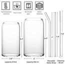 Azetakilya Drinking Glasses Set of 8 Include 4 16oz, 4 20oz Can Shaped - Brand New