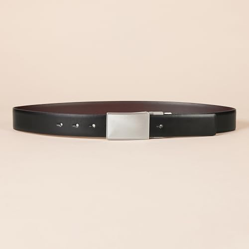 AMAZON ESSENTIALS MEN'S LEATHER REVERSIBLE PLAQUE DRESS BELT SIZE 34 - NEw - Brand New