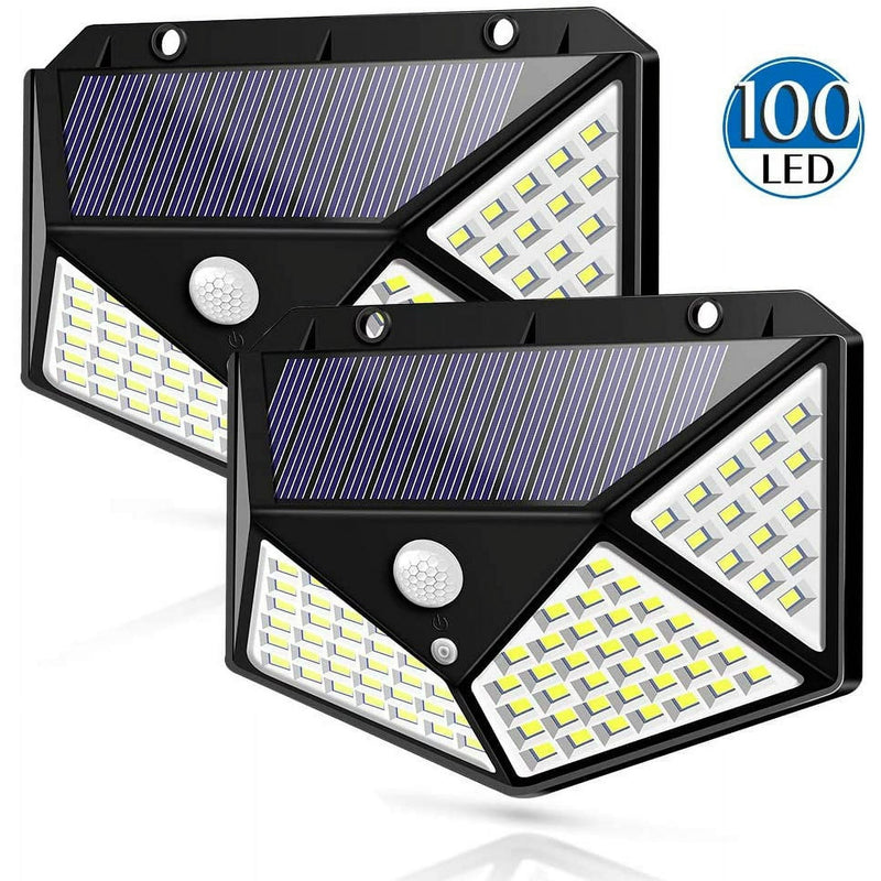 QUNLER OUTDOOR SOLAR LIGHTS 3 MODES WIRELESS IP65 WATERPROOF 2 PACKS - BLACK - Like New