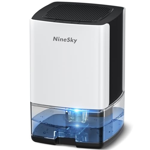 NINESKY DEHUMIDIFIER FOR HOME, 35OZ WATER, 300 SQ.FT, 7 LIGHTS (C1, WHITE) Like New