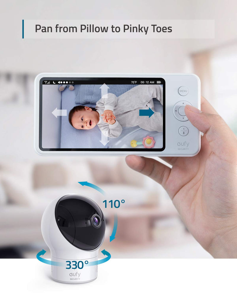 Eufy Security, Video Baby Monitor with Camera and Audio, 2-Cam Kit - White - Like New