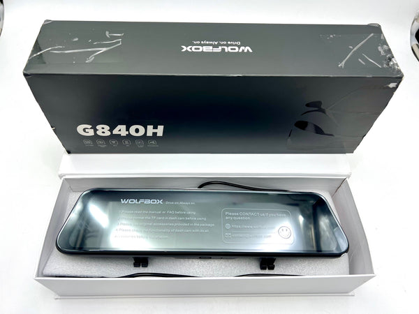 WOLFBOX 12'' Mirror Dash Cam WiFi 2.5K Rear View Camera 1080P G840H - BLACK Like New