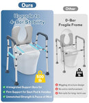 Upgraded 500lb Padded Toilet Seat Riser, Adjustable Height & Width for Seniors - Brand New