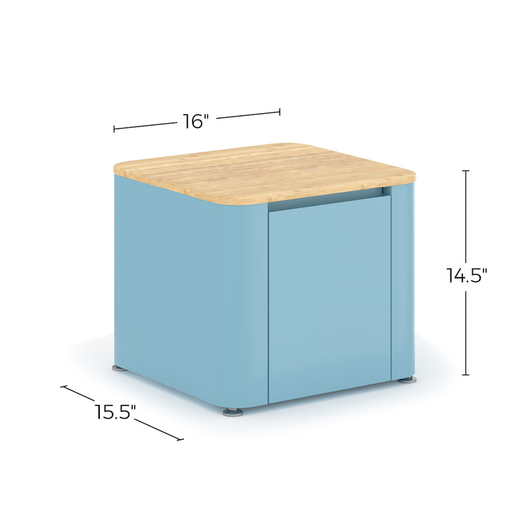 EVEREST GAUGE METAL FREESTANDING CABINET COMPACT STORAGE BENCH - MODERN BLUE - Like New