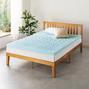 MELLOW 3" 5-ZONE MEMORY FOAM MATTRESS TOPPER COOLING GEL INFUSION QUEEN BLUE - Brand New