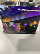 EAVELIGHT 100FT SMART OUTDOOR PATIO LIGHTS WITH REMOTE, BLACK/WHITE - Like New