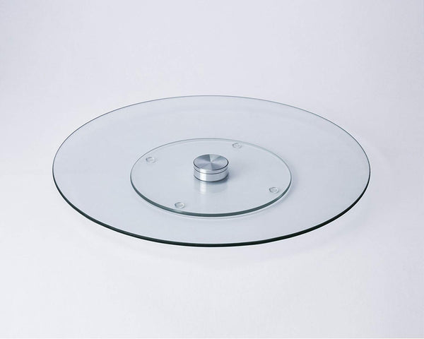 THE WHOLESALE SHOP 10" Tempered Glass Lazy Susan, UU123 - Clear/Silver Like New