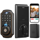 YHV KEYLESS ENTRY DOOR LOCK CAMERA FINGERPRINT SMART LOCK APP REMOTE - BLACK - Brand New