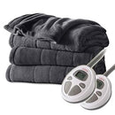Sunbeam Heated Electric Blanket Channeled Microplush Queen Size - Slate Grey - Brand New