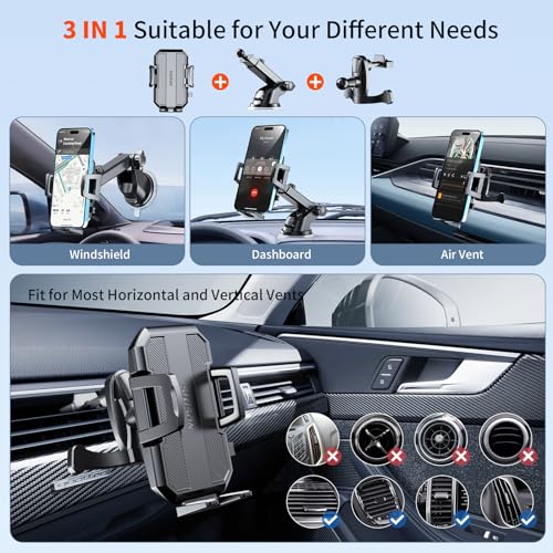 SUUSON UPGRADED 3-IN-1 CAR PHONE HOLDER MOUNT [POWERFUL - Scratch & Dent