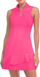 FKEEP TENNIS DRESS FOR WOMEN SLEEVELESS GOLF DRESSED - 2XL - SOLID HOT PINK - Brand New