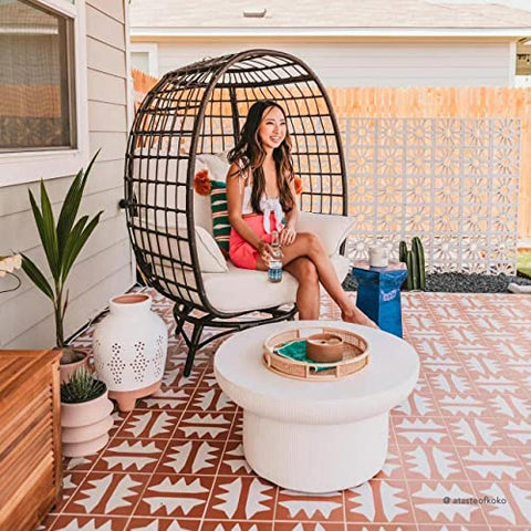 Sunjoy Cuddle Wicker Swivel Egg Chair - Thumbnail 3
