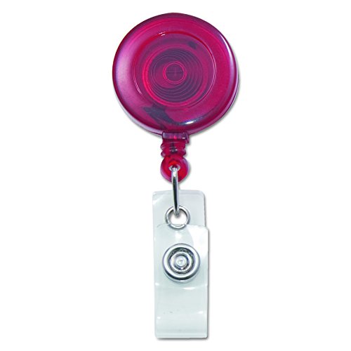 ADVANTUS TRANSLUCENT RETRACTABLE ID CARD REEL 30" EXTENSION RED 12/PACK - Brand New
