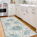 ReaLife Machine Washable Area Rug Runner - IKE - Ivory Blue 2'6" x 8' - Brand New