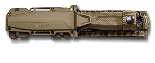 GERBER GEAR STRONGARM FIXED BLADE, TANG KNIFE - MULTIPLE CARRY OPTIONS - BROWN - Like New