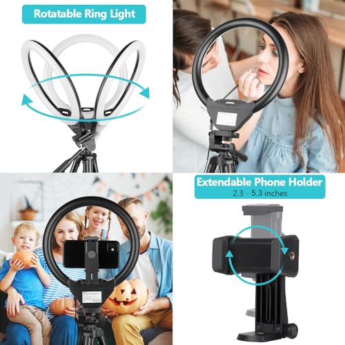 Sensyne 10'' Ring Light with 50'' Extendable Tripod Stand, LED Circle Lights Like New