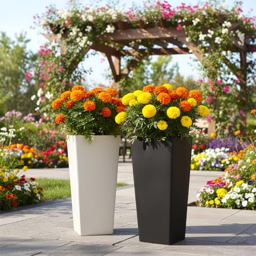 GREENSHIP 27 INCH TALL PLANTERS FOR INDOOR OUTDOOR PLANTS - BLACK - Like New