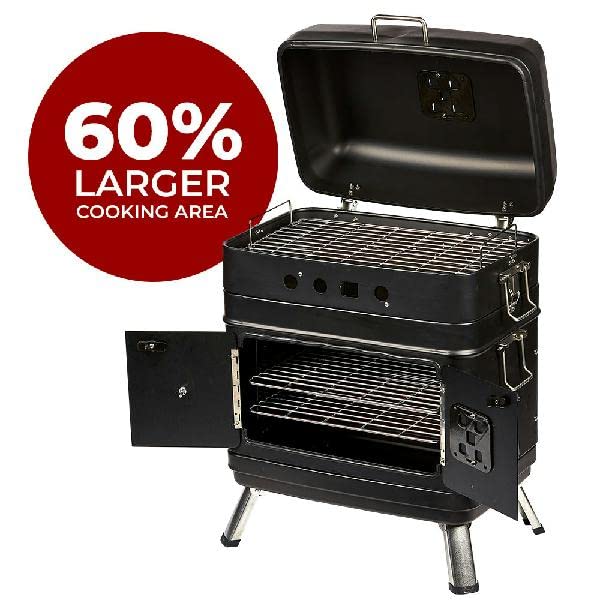 EMERIL LAGASSE SOUTHERN COOKER PORTABLE CHARCOAL GRILL MEAT SMOKER COMBO BLACK Like New