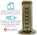 Aduro 40W 6-Port USB Desktop Charging Station Hub Wall Charger (Gold) Like New