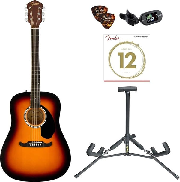 Fender DE FA-125 Dreadnought Acoustic Guitar Pack 3-Color Sunburst - BROWN - Like New