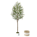 LuceAlberi 6FT Artificial Olive Tree Indoor Tall Faux with Planter&Basket - Like New