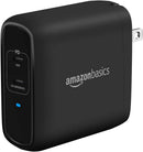 Amazon Basics Two-Port GaN Wall Charger 68W Total (60W, 18W), PD68U-2TGC - Black - Like New